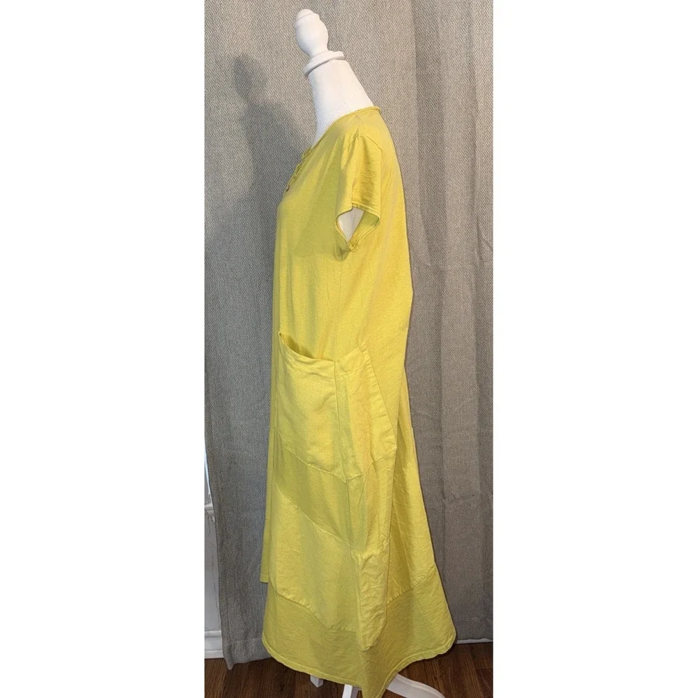 Made In Italy Midi Dress Women's Size Medium Citrine Yellow Mixed Media Boho‎